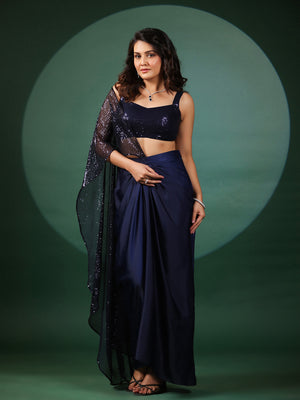 Sapphire Dazzling Pre Draped Saree with Blouse