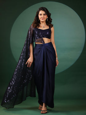 Sapphire Dazzling Pre Draped Saree with Blouse