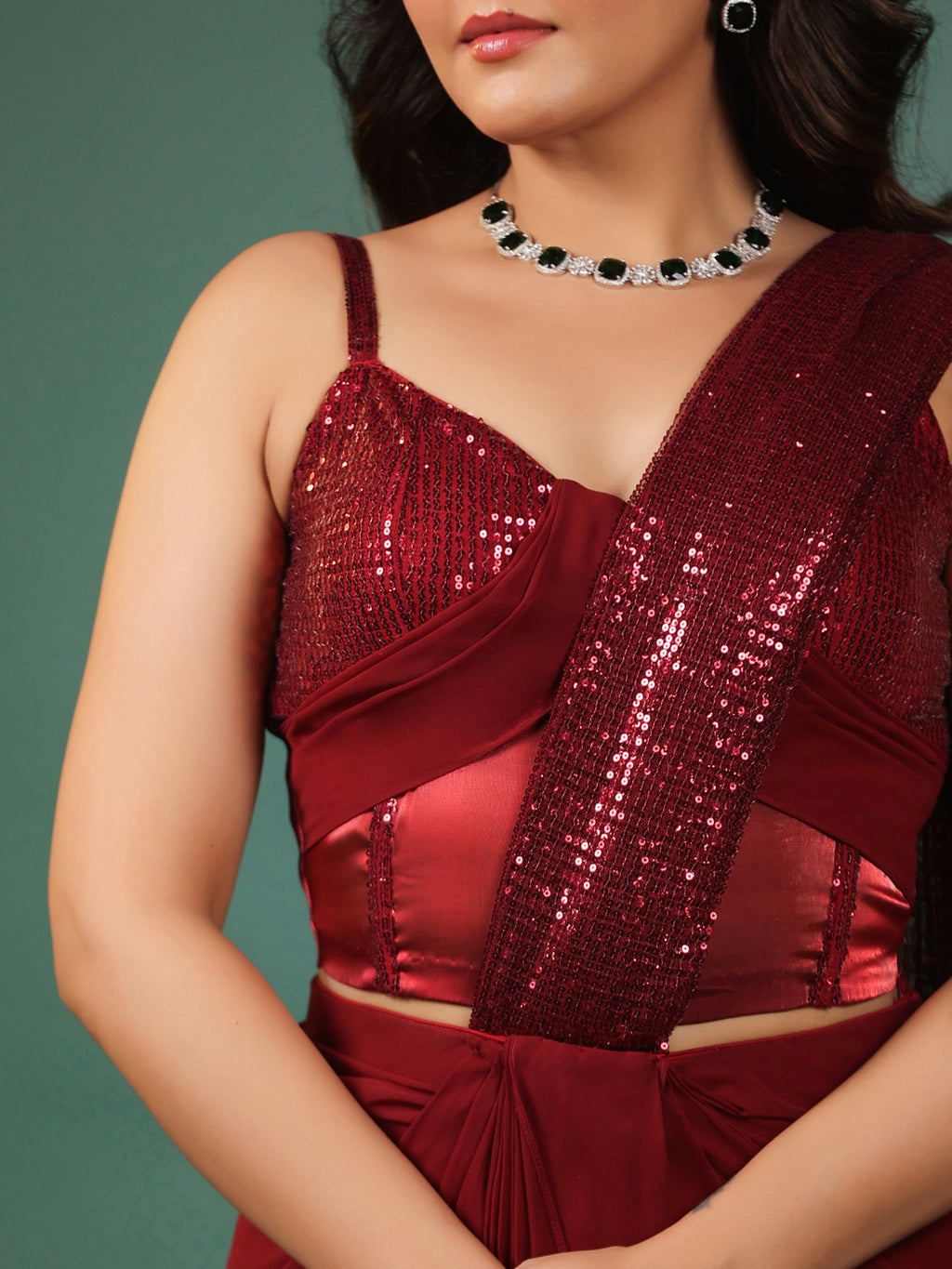 Vermilion Veil Pre Draped Saree with Blouse