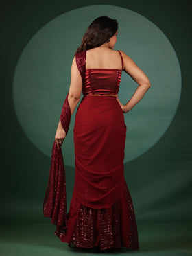 Vermilion Veil Pre Draped Saree with Blouse