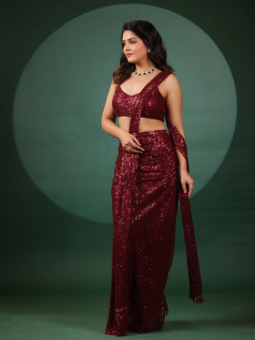 Vermilion Dazzling Pre Draped Saree with Blouse