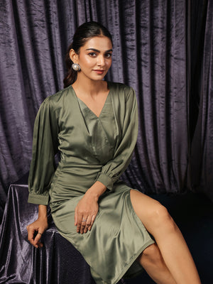 Olive Slit Dress