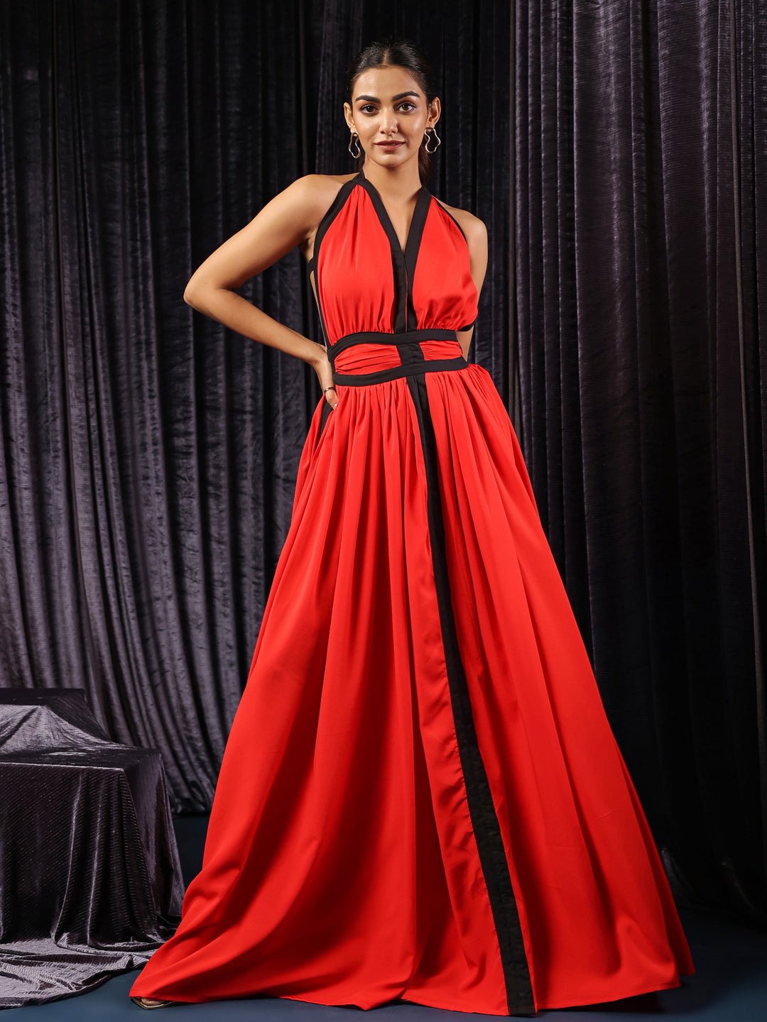 Vermilion Eclipse Accent Gown