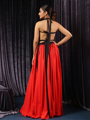 Vermilion Eclipse Accent Gown