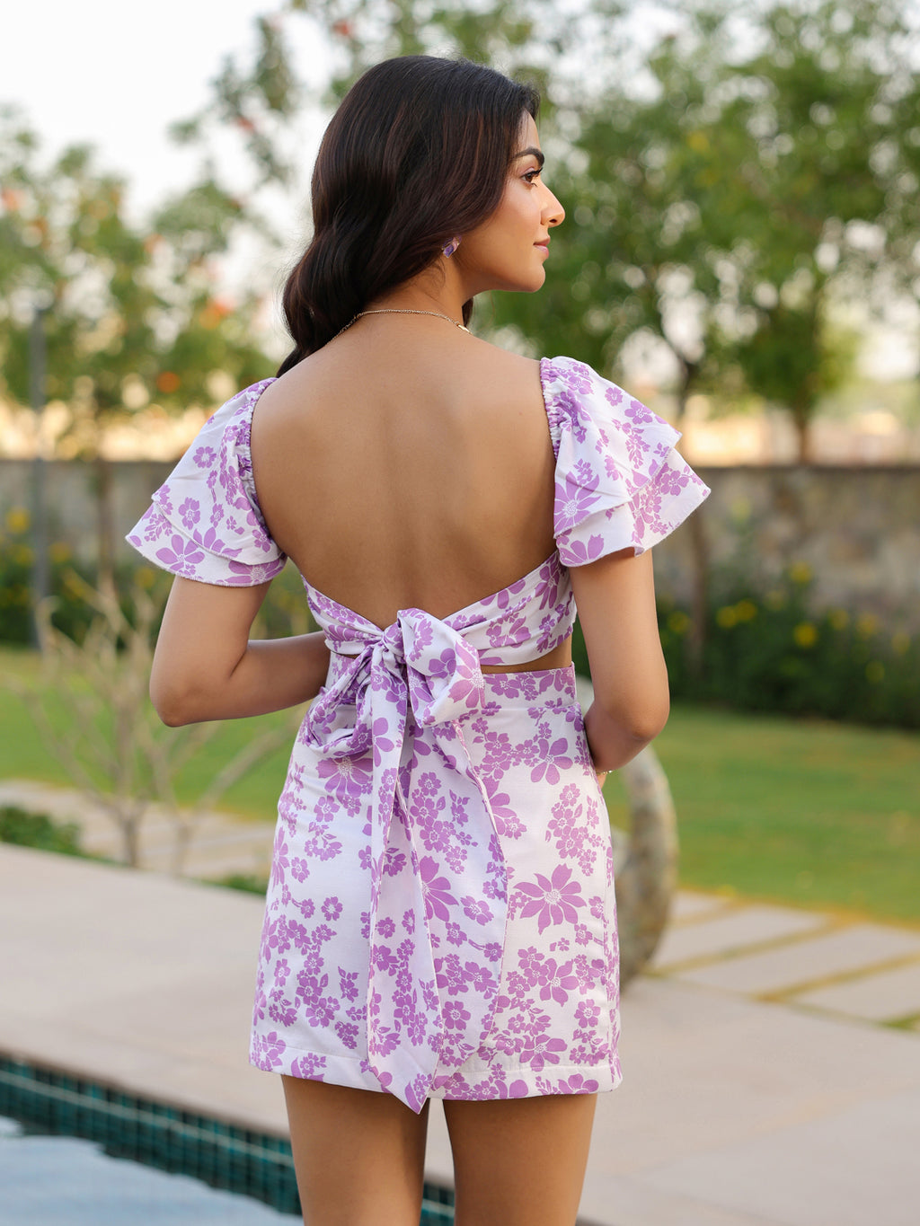 Orchid Floral Top & Skirt Set