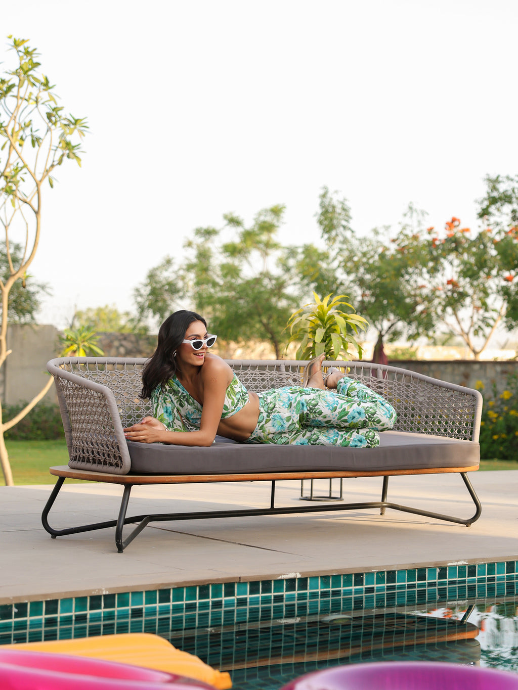 Tropical Green Top & Trousers Set