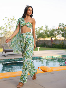Tropical Green Top & Trousers Set