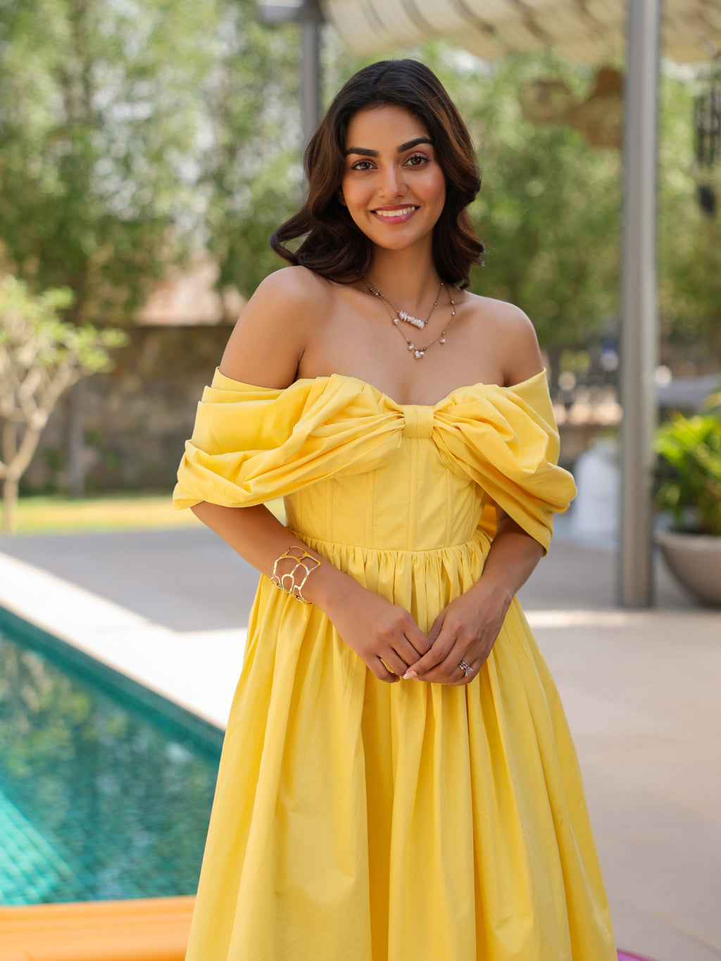 Sunshine Yellow Off Shoulder Corset Dress