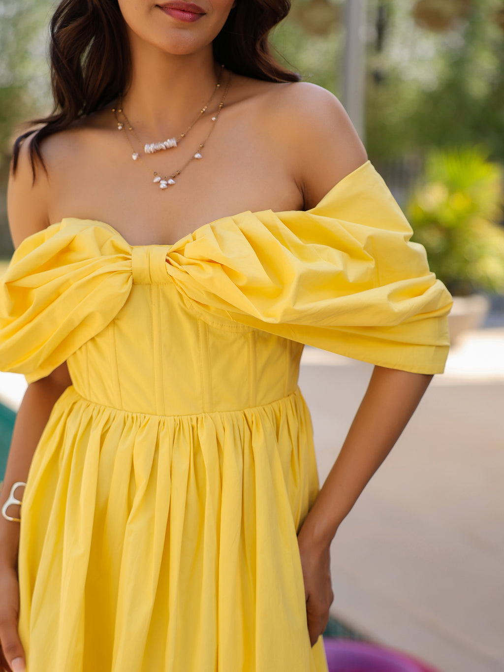Sunshine Yellow Off Shoulder Corset Dress