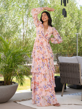 Botanical Bloom Tiered Maxi Dress