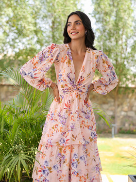 Botanical Bloom Tiered Maxi Dress