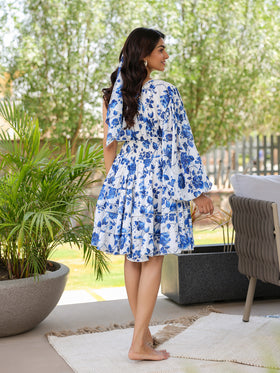Blue Rose One Shoulder Dress
