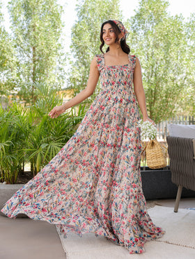 Magnolia Bloom Smocked Tiered Maxi Dress