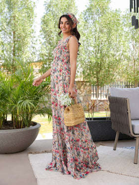 Magnolia Bloom Smocked Tiered Maxi Dress