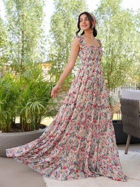 Magnolia Bloom Smocked Tiered Maxi Dress