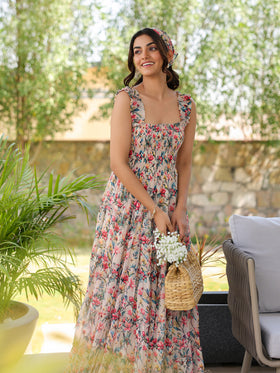 Magnolia Bloom Smocked Tiered Maxi Dress