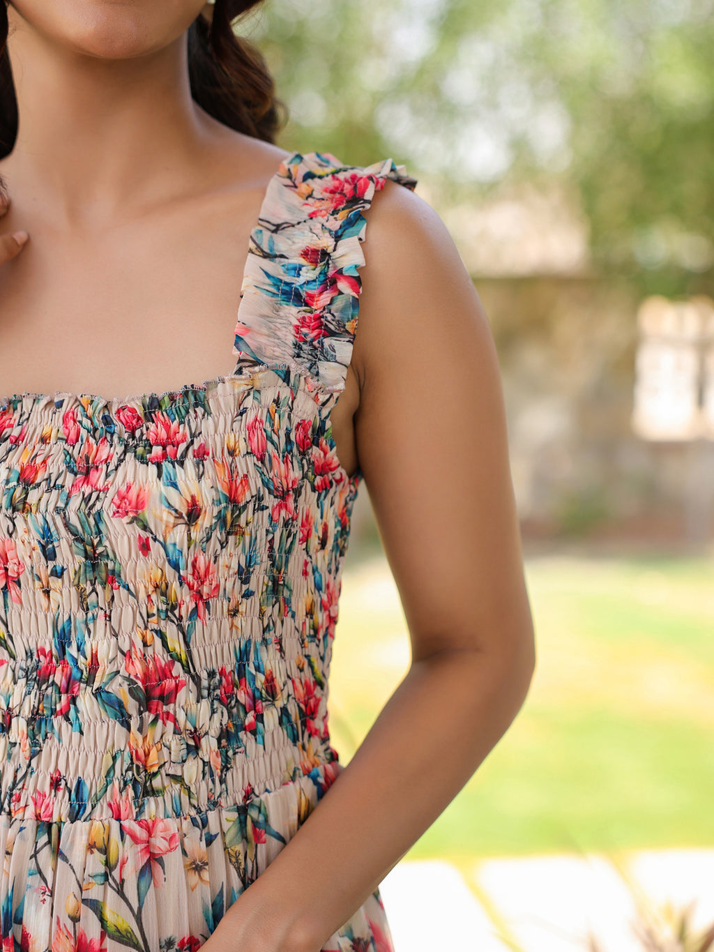 Magnolia Bloom Smocked Tiered Maxi Dress