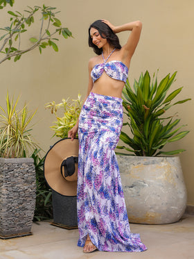 Lavender Bloom Top & Skirt Set
