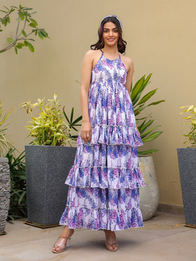 Lavender Bloom Tiered Dress