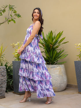 Lavender Bloom Tiered Dress