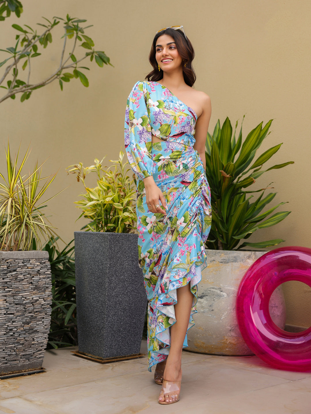 Marine One Shoulder Maxi Dress