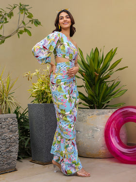 Marine One Shoulder Maxi Dress