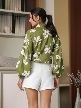 Olive Abstract Floral Shirt
