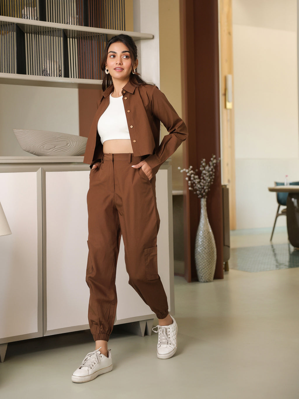 Espresso Brown Shirt & Joggers Set