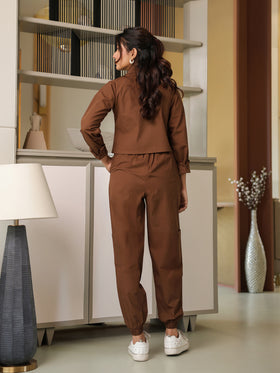 Espresso Brown Shirt & Joggers Set