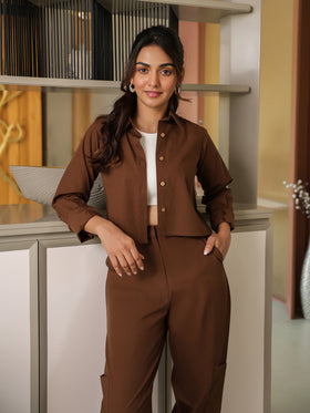 Espresso Brown Shirt & Joggers Set