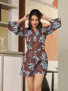 Mocha Abstract Floral Shirt