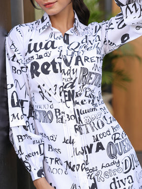 Twisted Graphical Shirt Dress