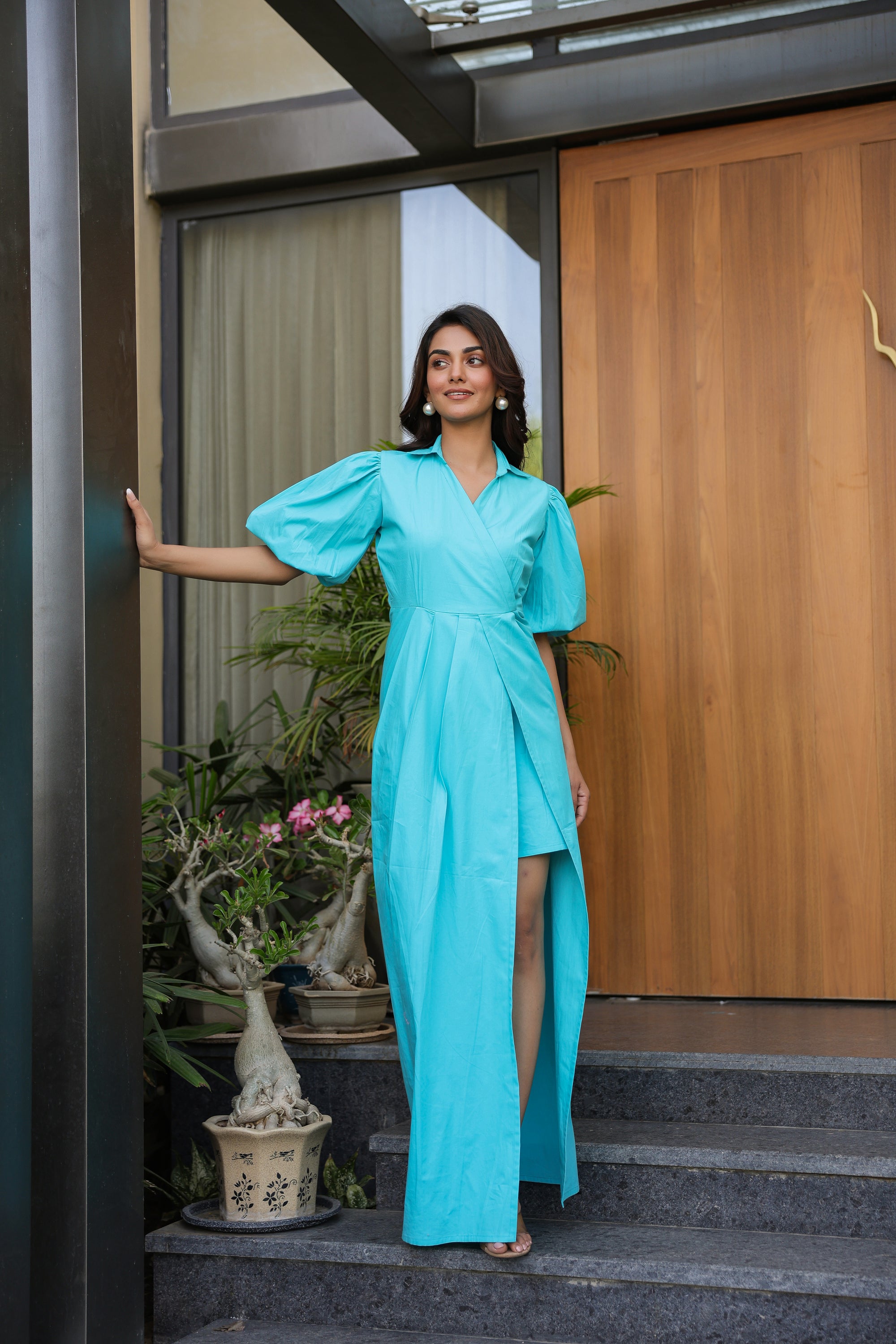 Cyan Wrap Dress
