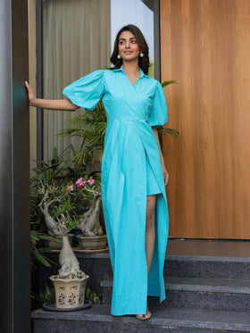 Cyan Wrap Dress