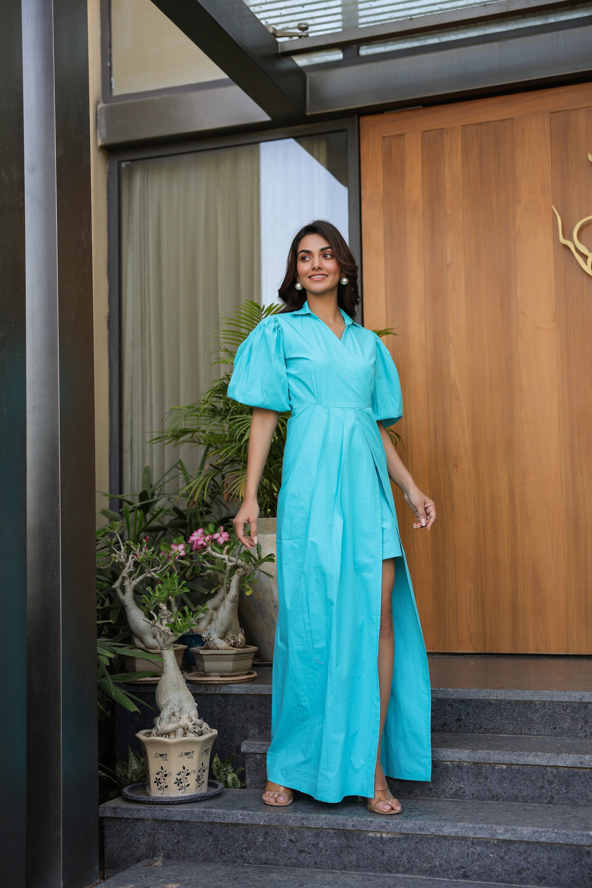 Cyan Wrap Dress