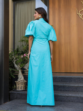Cyan Wrap Dress
