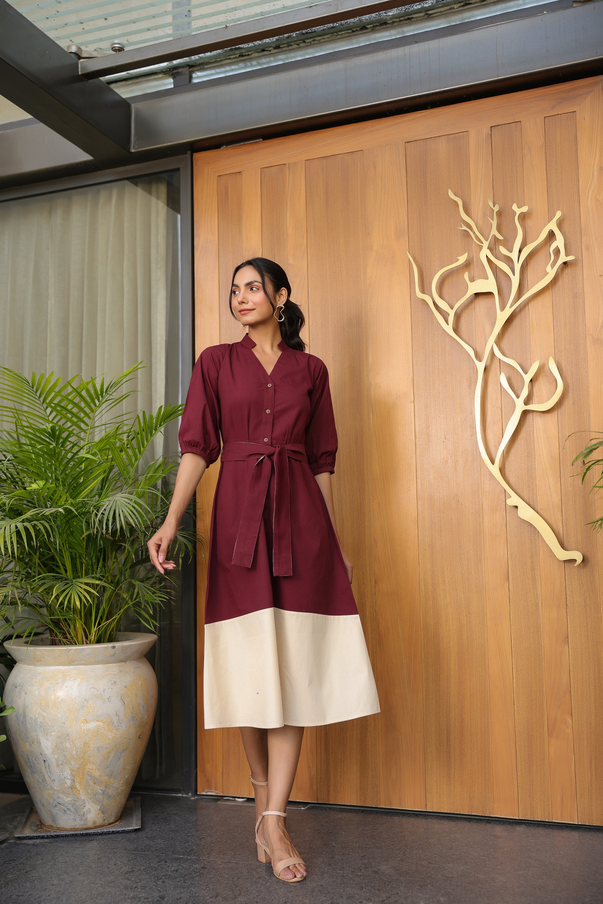 Rasin & Latte Beige Shirt Dress