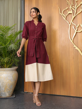 Rasin & Latte Beige Shirt Dress