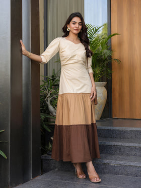 Mocha Latte Espresso Tiered Maxi Dress