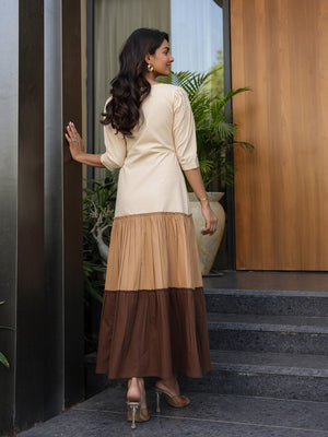 Mocha Latte Espresso Tiered Maxi Dress