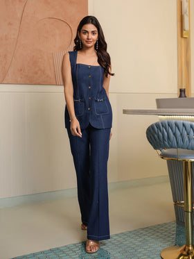 Denim Top & Trousers Set