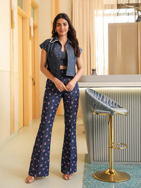 Polka Floral Denim Set