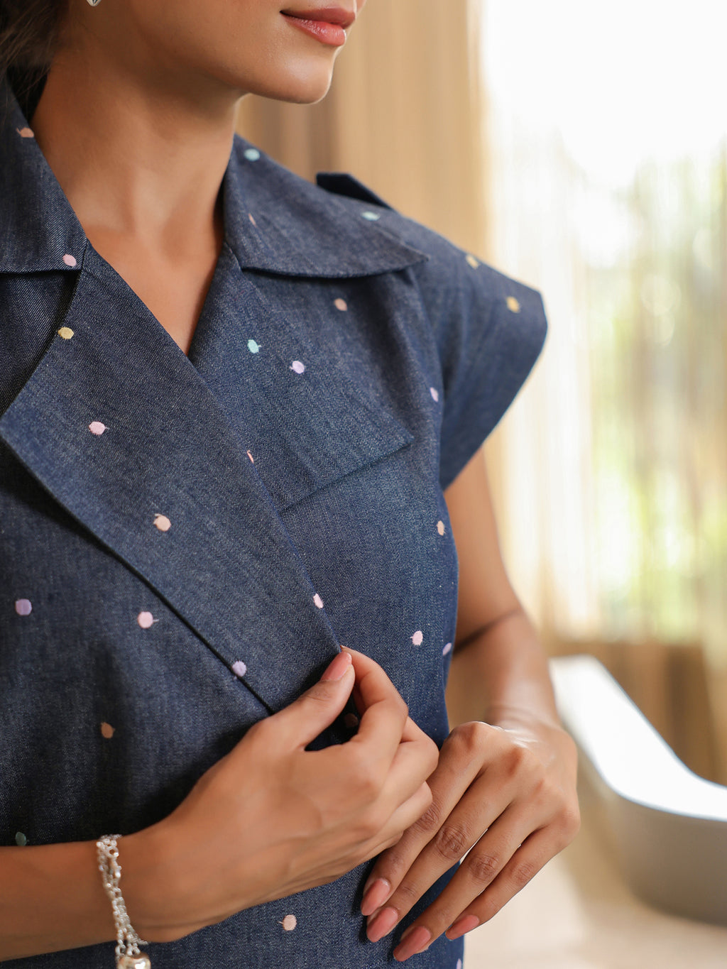 Polka Denim Playsuit