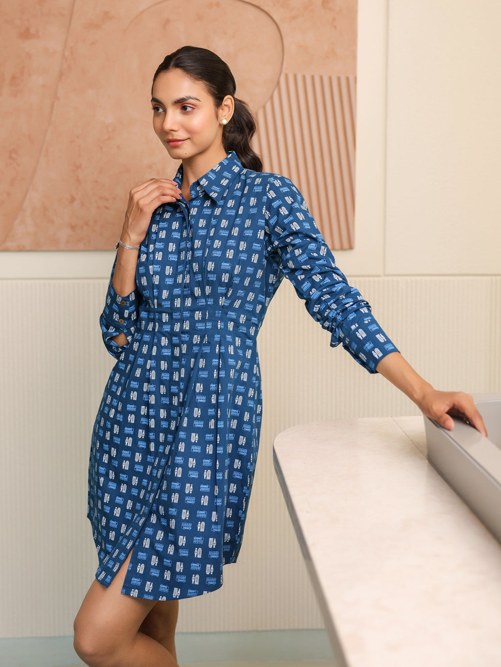 Indigo Bot Shirt Dress