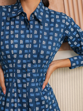 Indigo Bot Shirt Dress