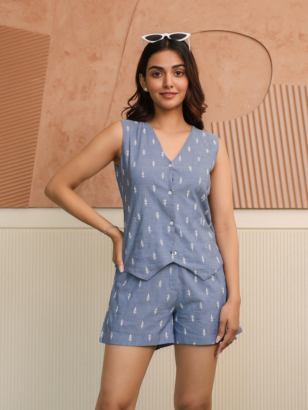 Embroidered Denim Top