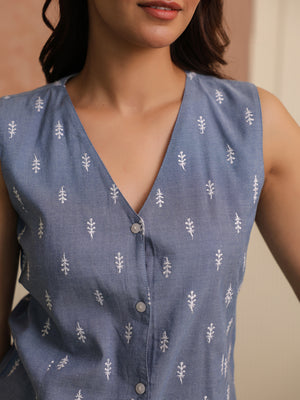 Embroidered Denim Top
