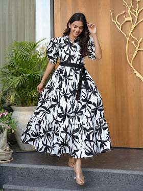 Mono Bloom Shirt Dress