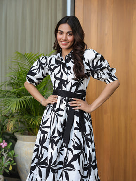 Mono Bloom Shirt Dress