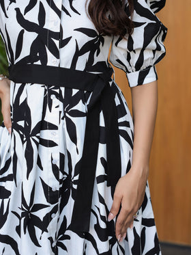 Mono Bloom Shirt Dress